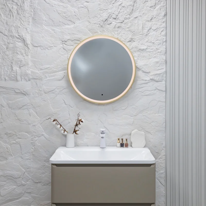 Зеркало Silver Mirrors Deluna LED-00003148 D600 алюминиевый профиль золото бесконтактный сенсор — Изображение 4