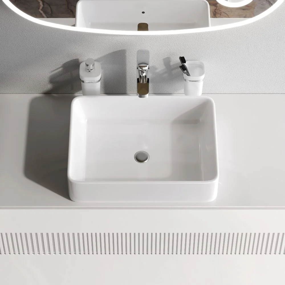 Раковина AM.PM Func M8FWCC10500WG накладная, прямоугольная, 50 см, белый Раковина AM.PM Func M8FWCC10500WG накладная, прямоугольная, 50 см, белый