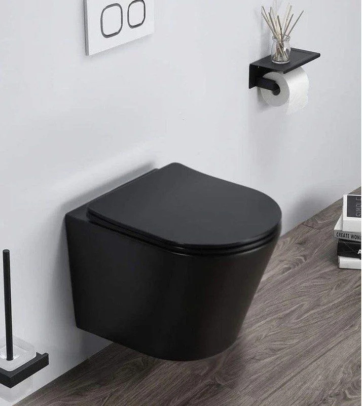 Унитаз подвесной CeramaLux B2330-1MB черный матовый с крышкой микролифт Унитаз подвесной CeramaLux B2330-1MB черный матовый с крышкой микролифт