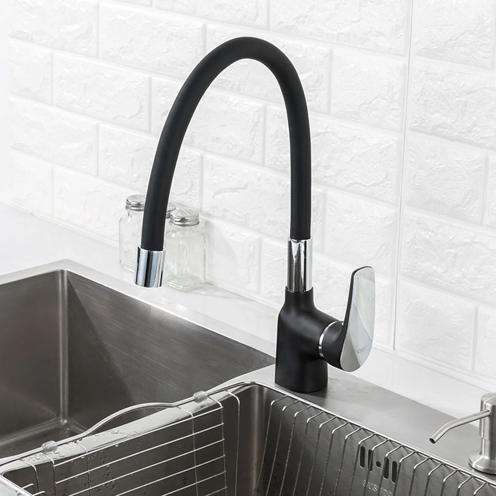 Смеситель для кухни FRAP F4453-04 с гибким изливом, черный — Изображение 4