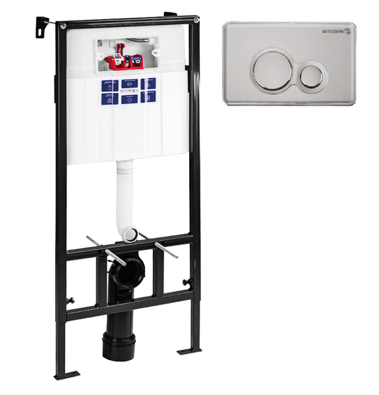 Инсталляция для унитаза BETTOSERB SAVA SLIM SUPERIOR SES40006463 с клавишей смыва DUO хром матовый/хром Инсталляция для унитаза BETTOSERB SAVA SLIM SUPERIOR SES40006463 с клавишей смыва DUO хром матовый/хром