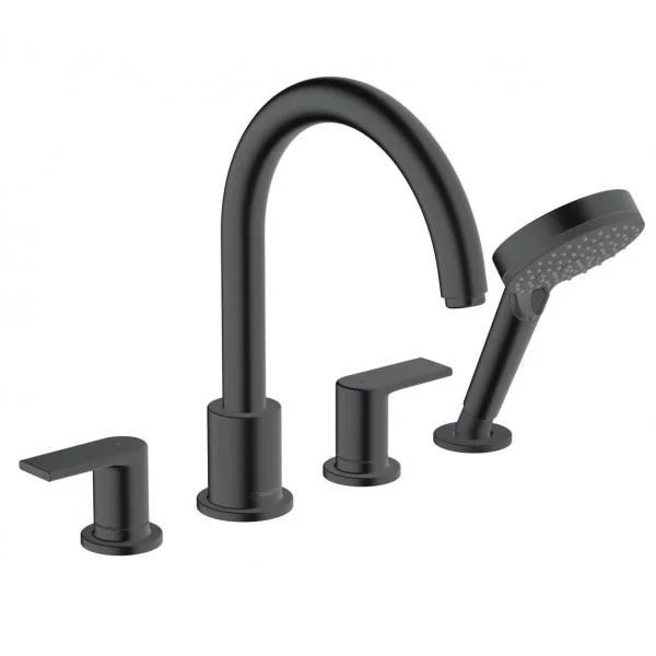 Смеситель на борт ванны Hansgrohe Vernis Shape на 4 отверстия 71459670, матовый черный Смеситель на борт ванны Hansgrohe Vernis Shape на 4 отверстия 71459670, матовый черный