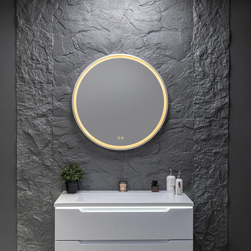 Зеркало Silver Mirrors Deluna LED-00003165 D800 алюминиевый профиль серебро подогрев сенсорный выключатель — Изображение 4