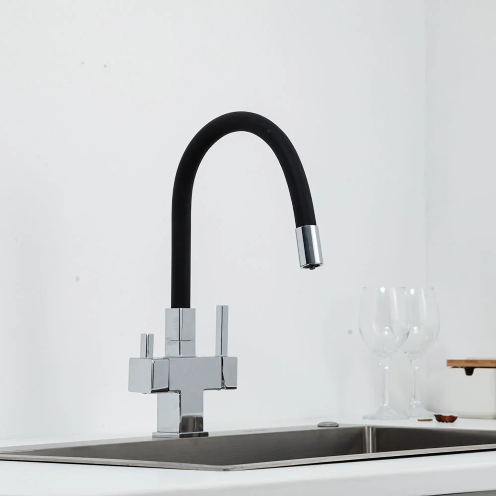 Смеситель для кухни GAPPO G4395-30 с гибким изливом и подключением фильтра, хром — Изображение 4