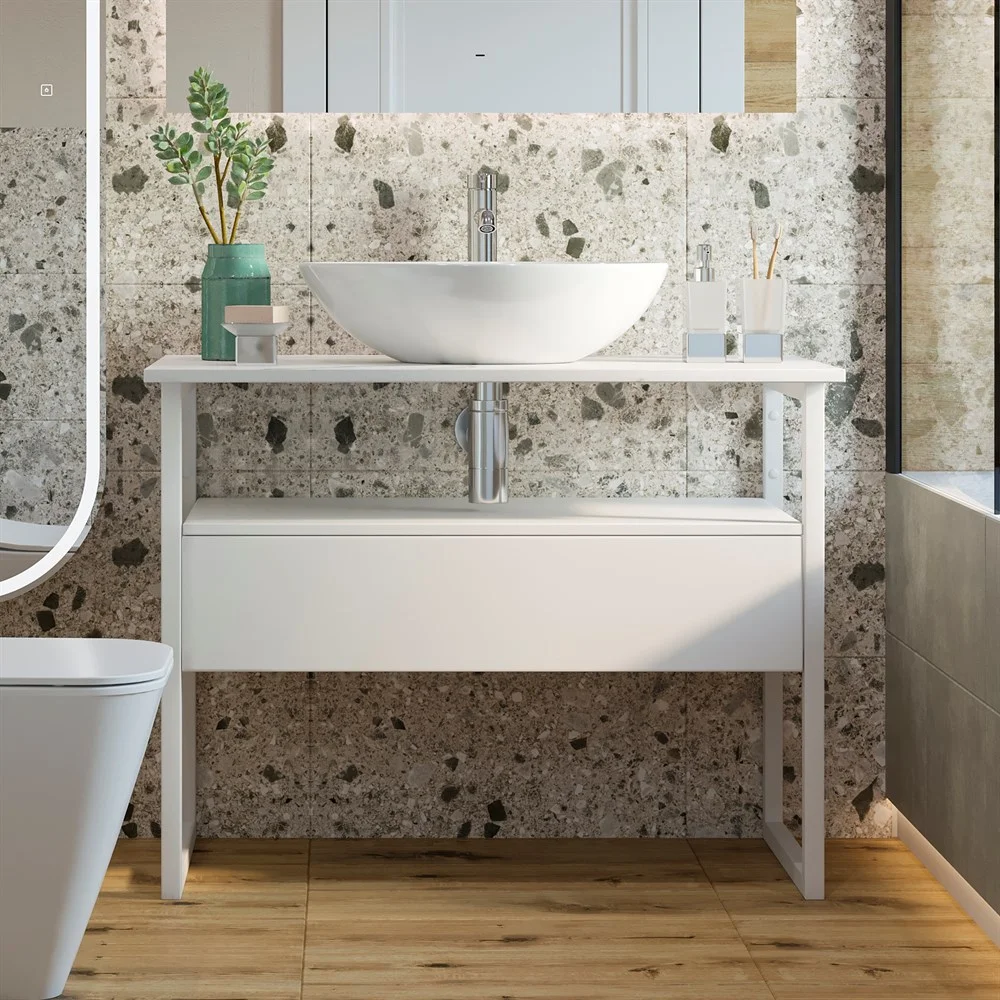 Тумба с раковиной DIWO Элиста 90 белая с раковиной Moduo 55 Leaf 573308 Тумба с раковиной DIWO Элиста 90 белая с раковиной Moduo 55 Leaf 573308