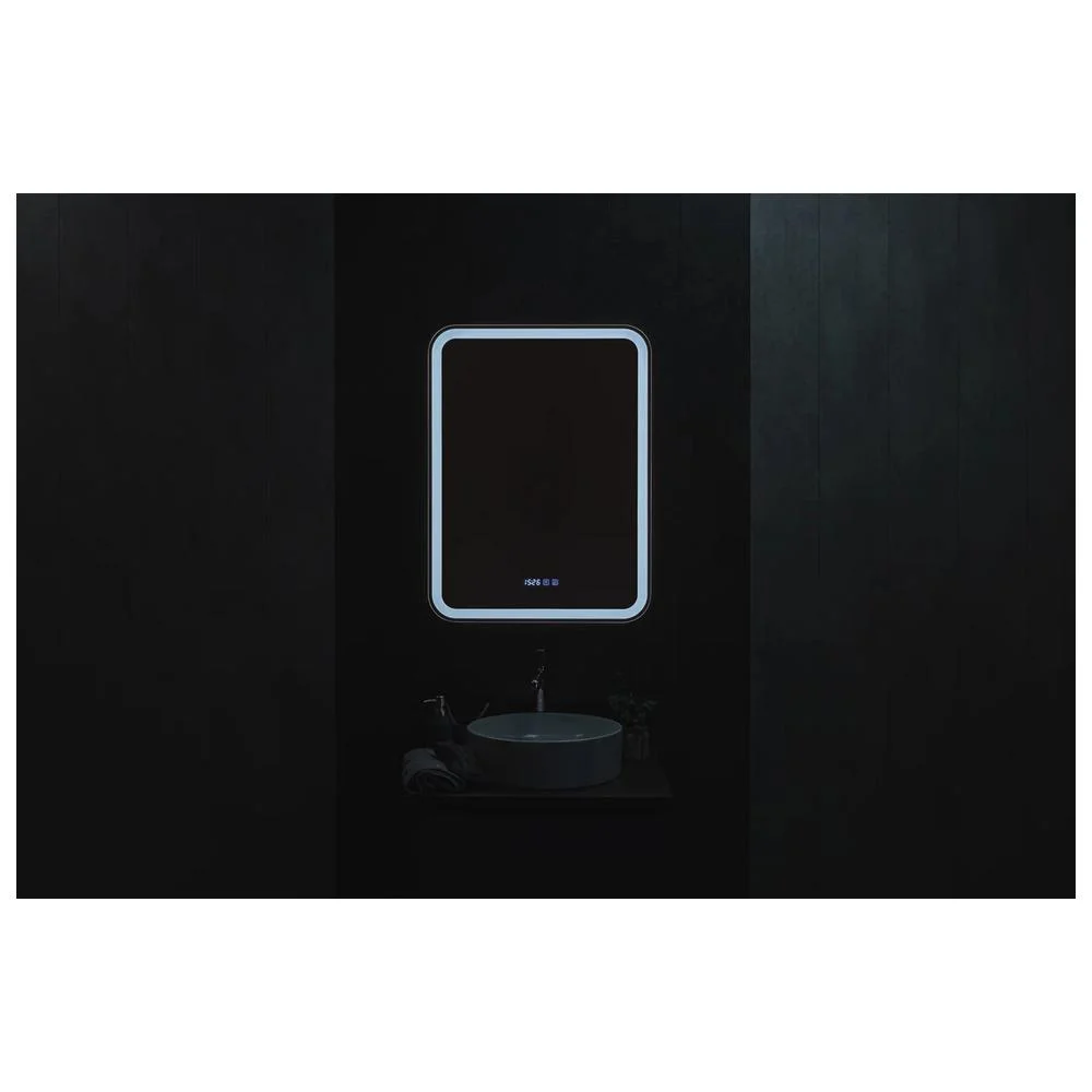 Зеркальный шкаф Silver Mirrors Фиджи-Антрацит 60 LED-00003043 правый часы подогрев сенсорный выключатель — Изображение 5