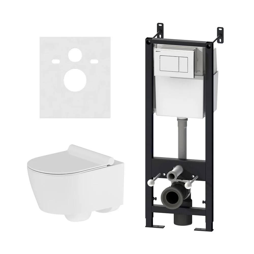 Комплект унитаза Damixa Jupiter DX77.IS10101.1700 с инсталляцией, сиденьем микролифт и белой клавише Комплект унитаза Damixa Jupiter DX77.IS10101.1700 с инсталляцией, сиденьем микролифт и белой клавише