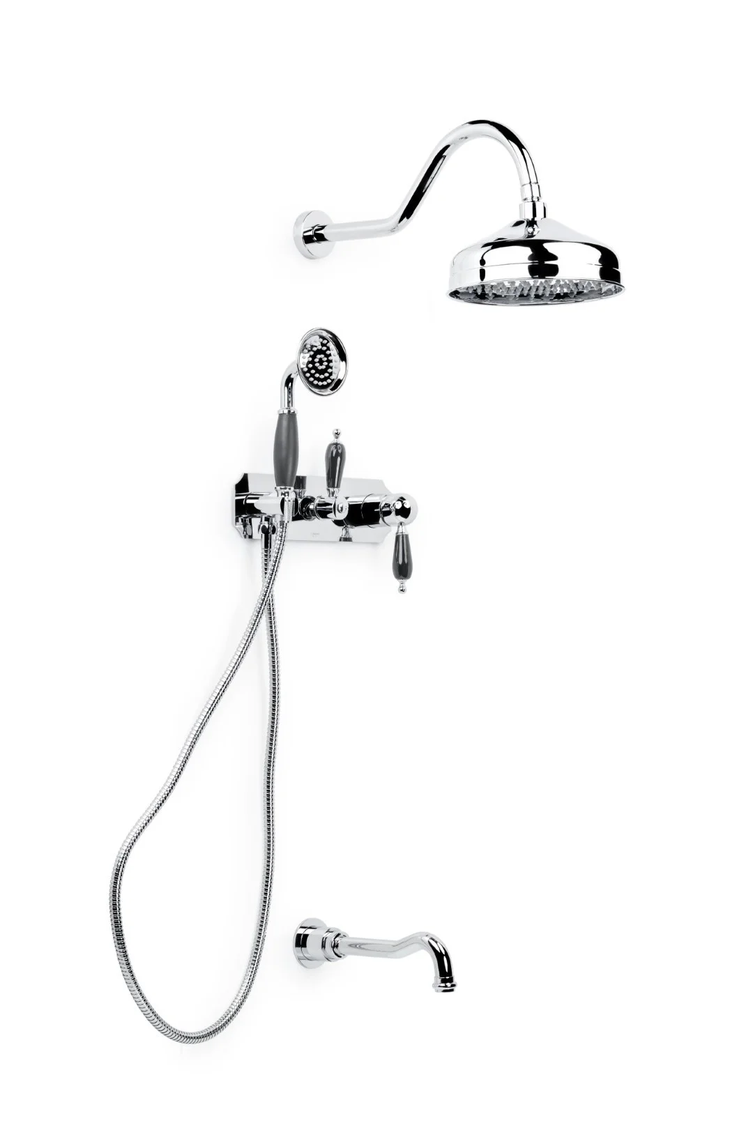 Душевая система Boheme Tradizionale Cromo 268-BLC встраиваемая c черной керамикой Душевая система Boheme Tradizionale Cromo 268-BLC встраиваемая c черной керамикой