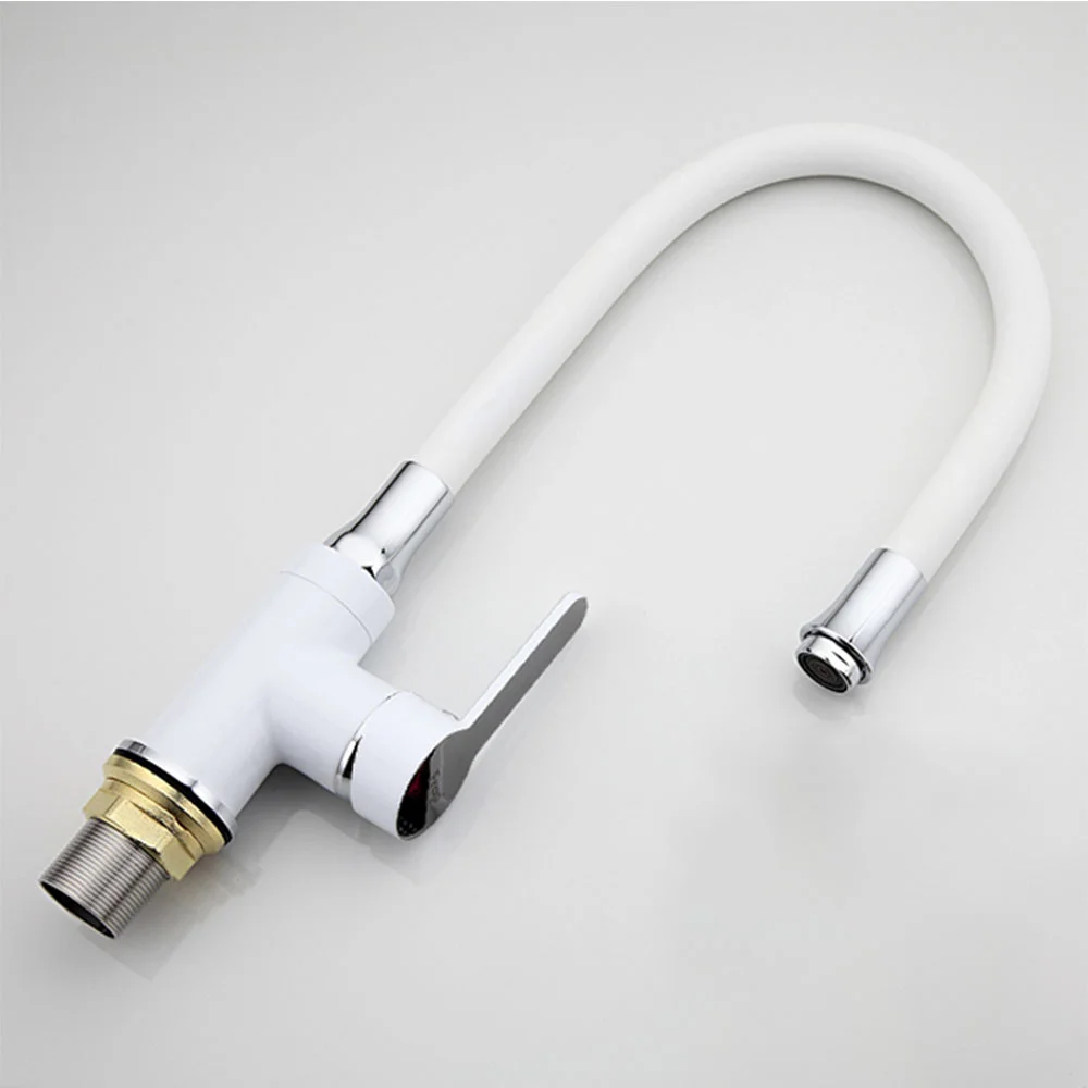 Смеситель для кухни FRAP F4041 с гибким изливом, белый — Изображение 5