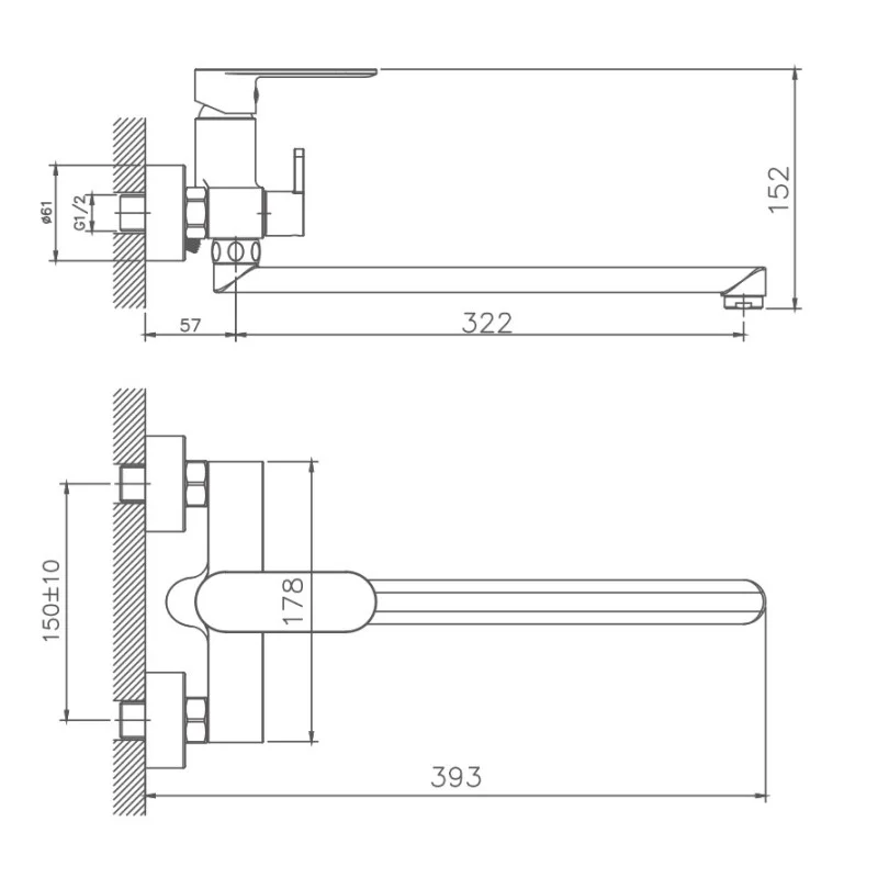 Смеситель для ванны Haiba HB22590-7 черный — Изображение 2