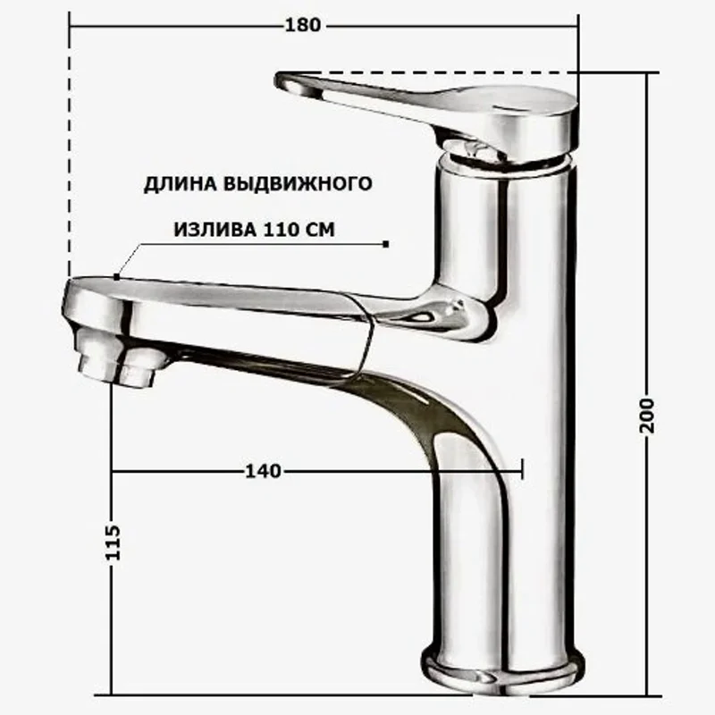 Смеситель для раковины D-Lin D158367-S графит — Изображение 2