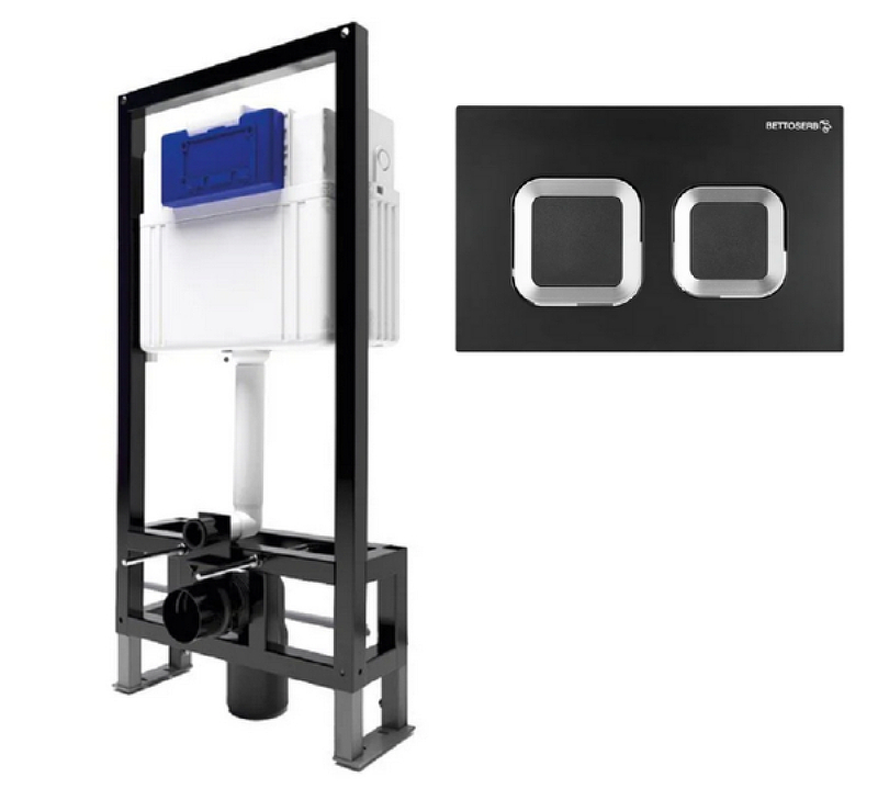 Инсталляция для унитаза BETTOSERB SAVA FREE STANDING SFS40006487 с клавишей смыва SMART черный матовый/хром Инсталляция для унитаза BETTOSERB SAVA FREE STANDING SFS40006487 с клавишей смыва SMART черный матовый/хром