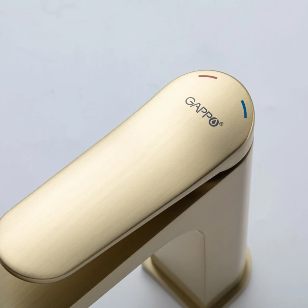 Смеситель для раковины Gappo G1010-3 золотой сатин — Изображение 9