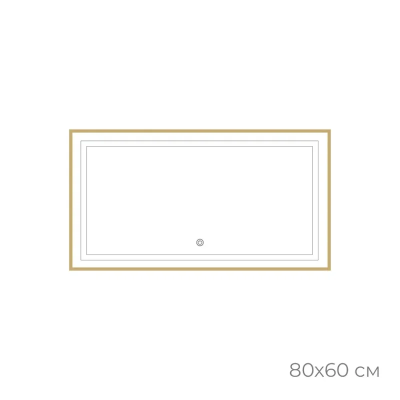 Зеркало Fixsen FX-2080G прямоугольное 80х60 см с подсветкой LED, золотой сатин — Изображение 2