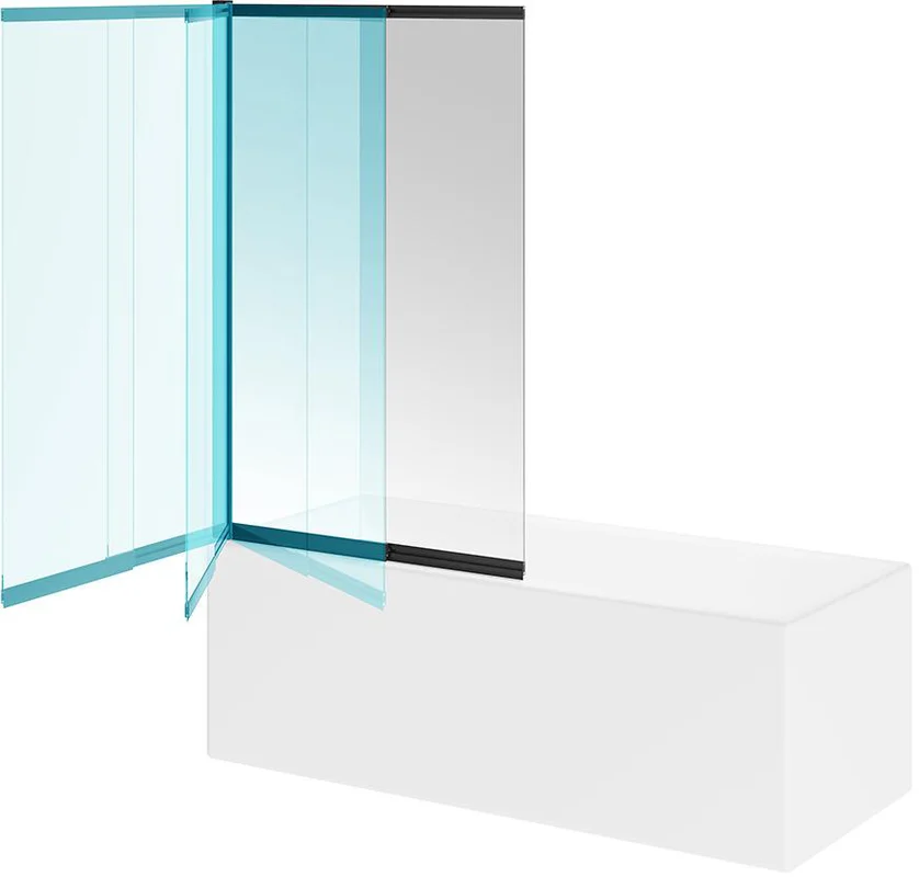 Шторка на ванну Kerama Marazzi Vetro VE.100.BSD.BLK.M раздвижная/распашная 100х150, матовый черный — Изображение 3