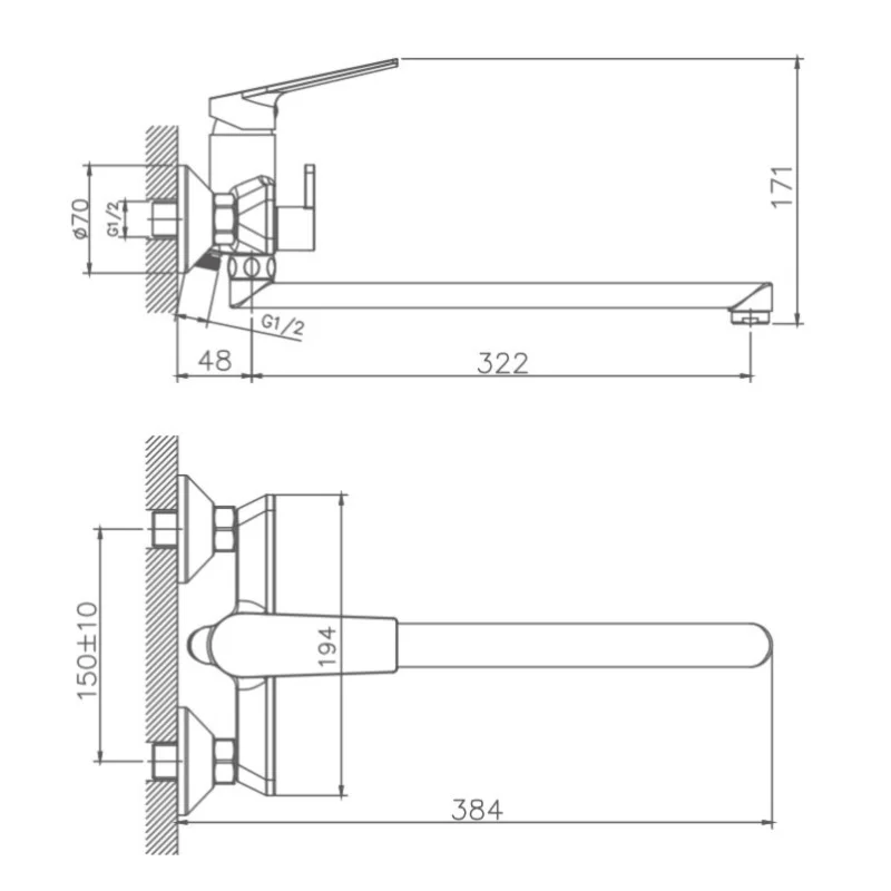 Смеситель для ванны Haiba HB22533-3 пепельный — Изображение 2