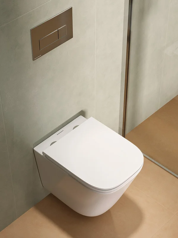 Унитаз подвесной Kerama Marazzi Cubo Tornado CU.T.wc.02 с системой смыва торнадо с крепежом и сиденьем, белый глянцевый — Изображение 14