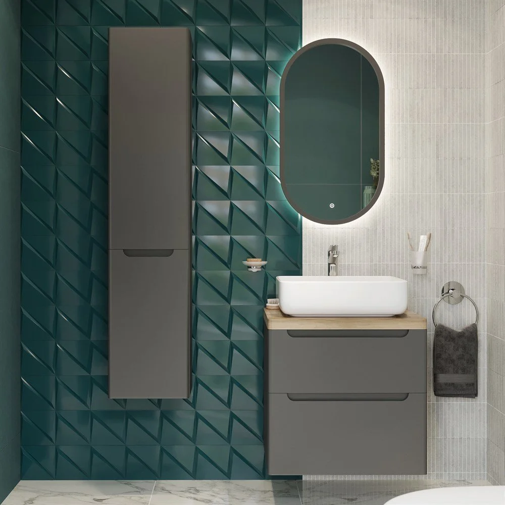 Комплект мебели STWORKI Берген 60 серая со светлой столешницей, раковина Soul 1 549461 Комплект мебели STWORKI Берген 60 серая со светлой столешницей, раковина Soul 1 549461