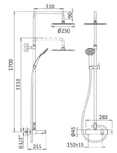 Душевая система CEZARES CZR-B-CVD-SR с ручным и верхним душем из нержавеющей стали диаметр 250 мм, золото матовое Душевая система CEZARES CZR-B-CVD-SR с ручным и верхним душем из нержавеющей стали диаметр 250 мм, золото матовое