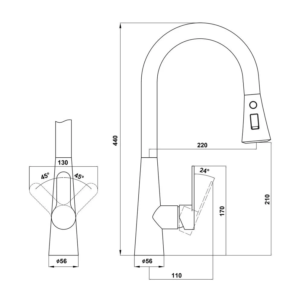 Смеситель для кухни Florentina ВИТА 313.29Н.1223.202 с выдвижным изливом, шампань — Изображение 2