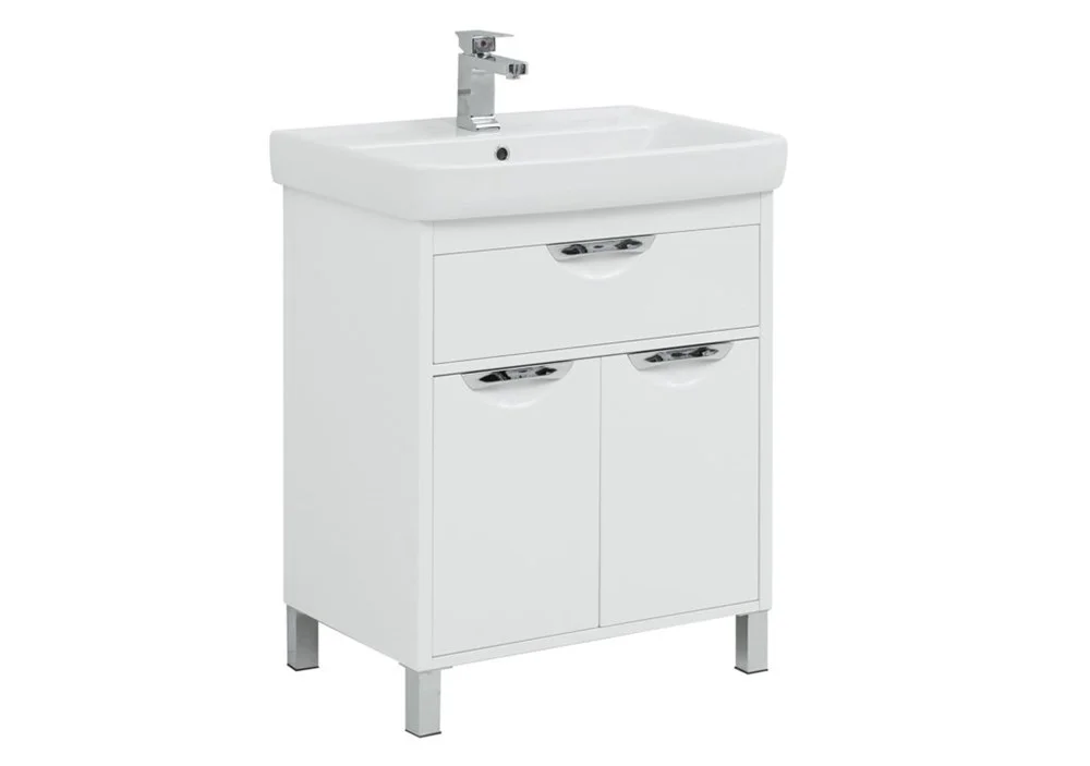 Тумба с раковиной Aquanet Гретта 70 New белый (1 ящик, 2 дверцы) 00233579 + 00215663 Тумба с раковиной Aquanet Гретта 70 New белый (1 ящик, 2 дверцы) 00233579 + 00215663