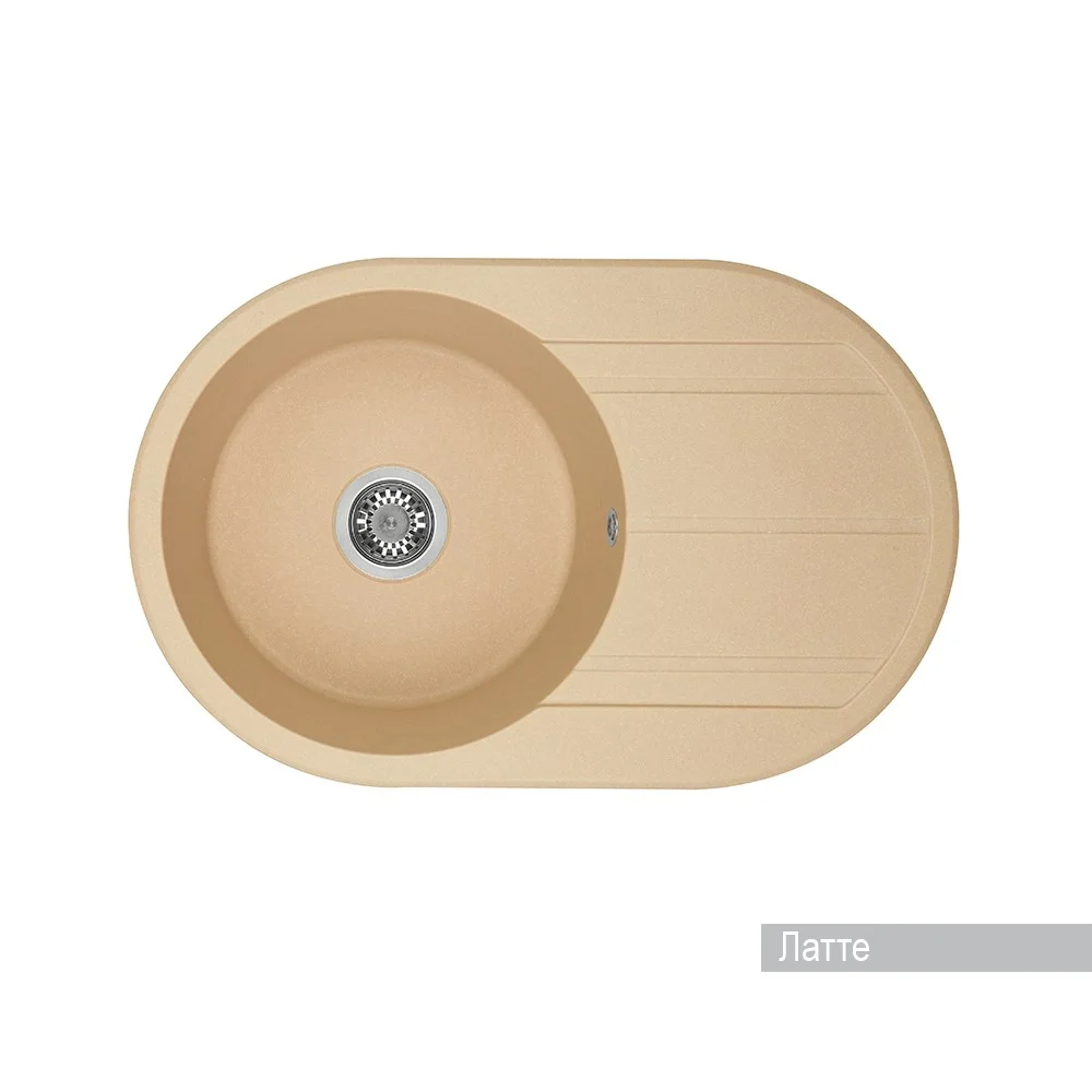 Кухонная мойка Aquaton Амира 1A712932AI260 из литого мрамора, круглая, с крылом латте Кухонная мойка Aquaton Амира 1A712932AI260 из литого мрамора, круглая, с крылом латте