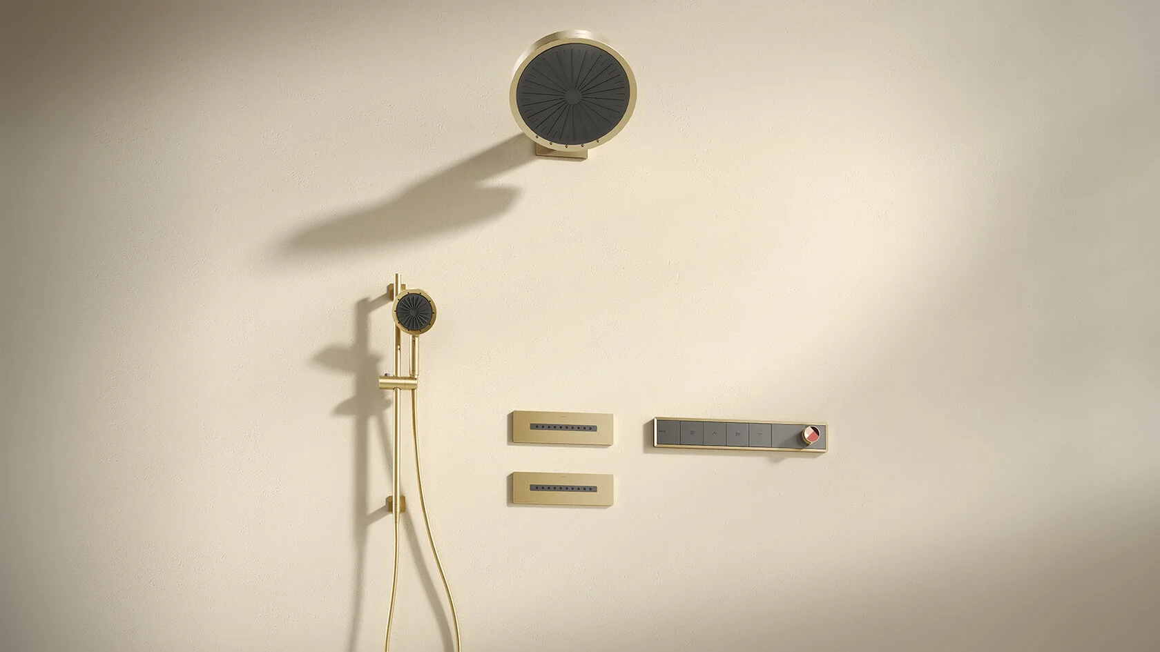 Душевая система ARROW ARQ14H889CG c внутренней частью, с термостатом, брашированное золото Душевая система ARROW ARQ14H889CG c внутренней частью, с термостатом, брашированное золото