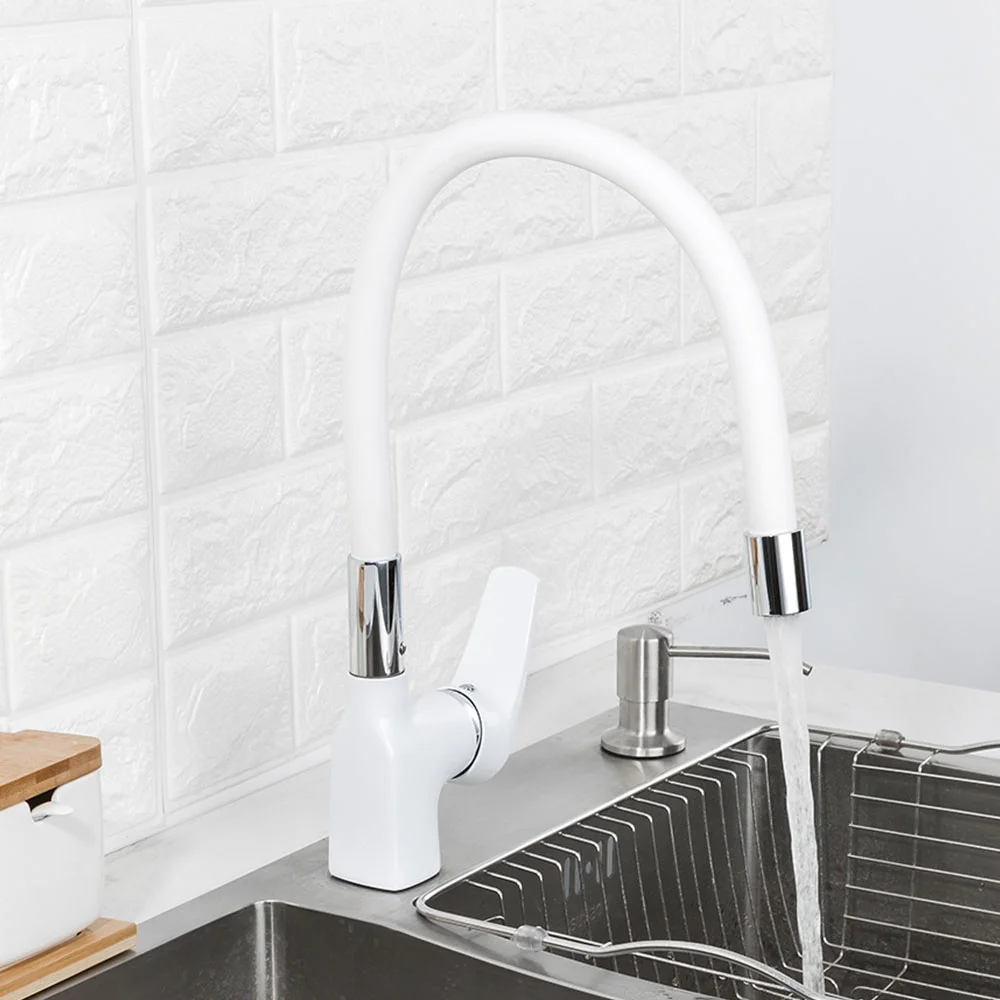 Смеситель для кухни FRAP F4453-03 с гибким изливом, белый — Изображение 6