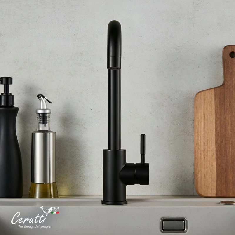 Смеситель для кухни Ceruttispa DUILIO B CT12104 из нержавеющей стали, черный матовый — Изображение 5