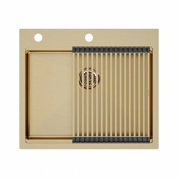 Кухонная мойка Paulmark KRONER-PRO 59 с ролл-матом PRO в цвет мойки, PM705951-BG+R405-BG Кухонная мойка Paulmark KRONER-PRO 59 с ролл-матом PRO в цвет мойки, PM705951-BG+R405-BG