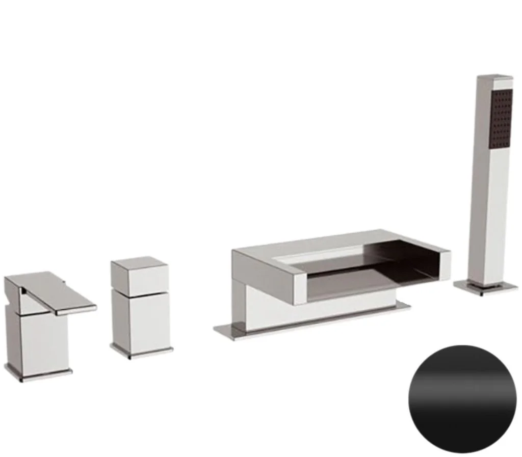 Смеситель для ванны Remer Qubika Cascata QC06NO, черный матовый Смеситель для ванны Remer Qubika Cascata QC06NO, черный матовый