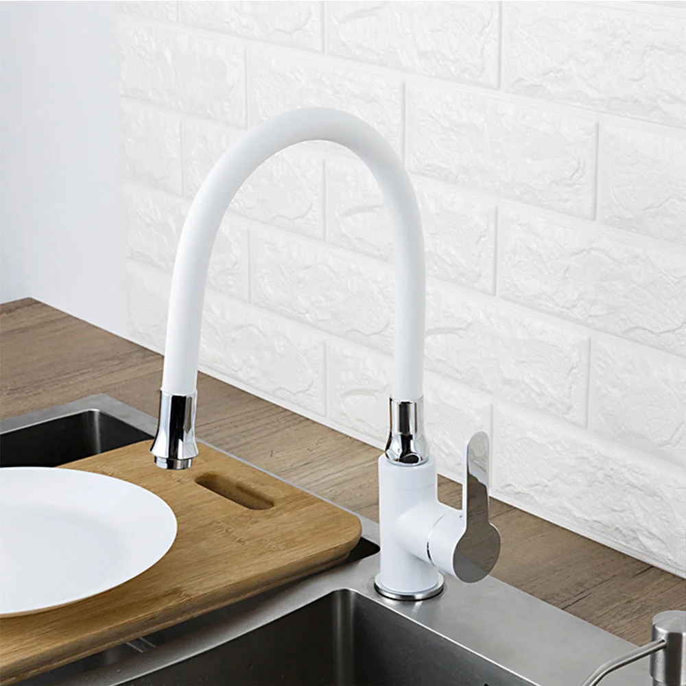 Смеситель для кухни FRAP F4041 с гибким изливом, белый — Изображение 3