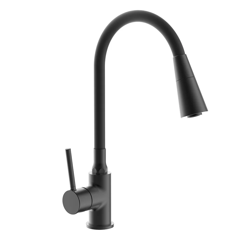 Смеситель для кухни FRAP F4044-6 с гибким изливом, черный — Изображение 1