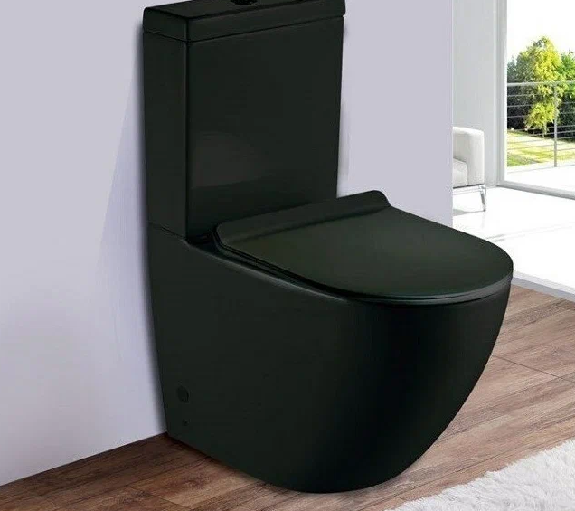 Унитаз напольный CeramaLux 2166 -1MB черный матовый с крышкой микролифт Унитаз напольный CeramaLux 2166 -1MB черный матовый с крышкой микролифт