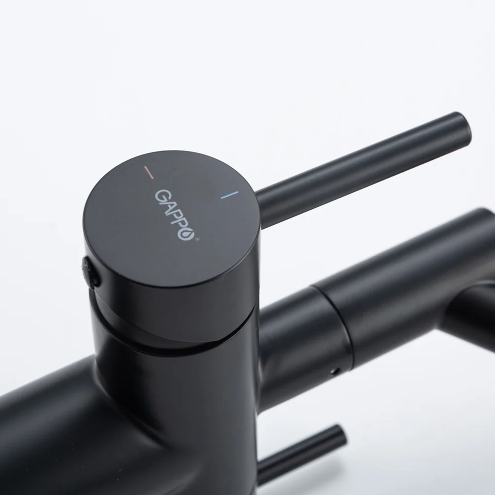 Смеситель для кухни GAPPO G4399-86 с гибким изливом и подключением фильтра, черный — Изображение 9
