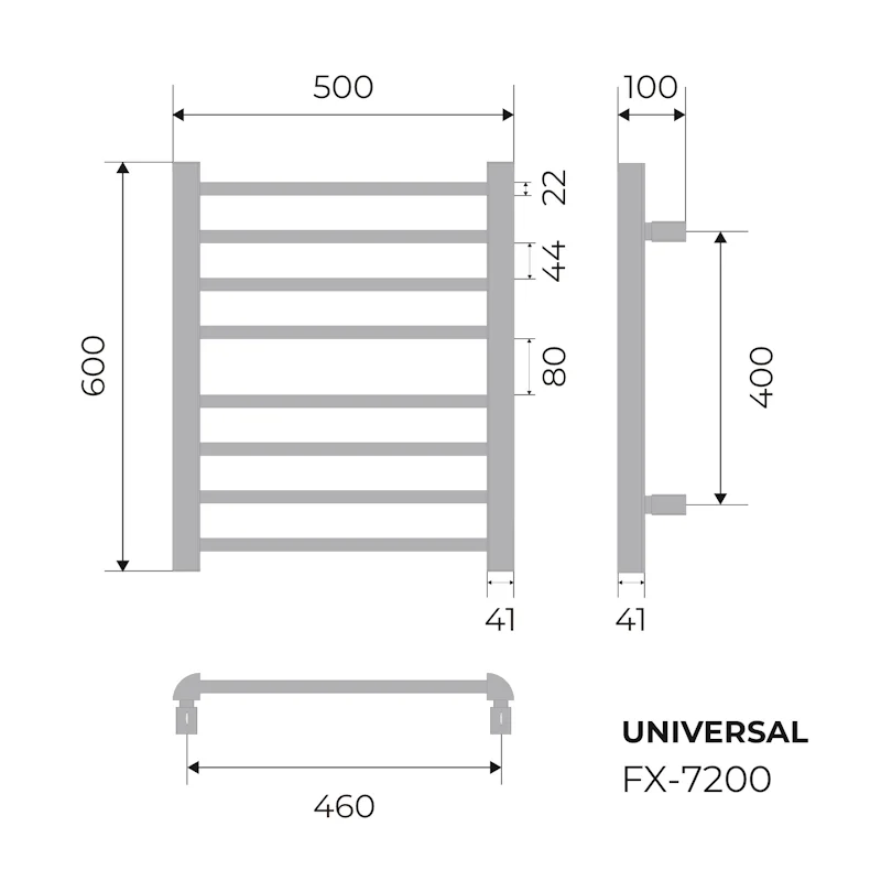 Полотенцесушитель электрический Fixsen UNIVERSAL 600х500 FX-7200W белый — Изображение 2