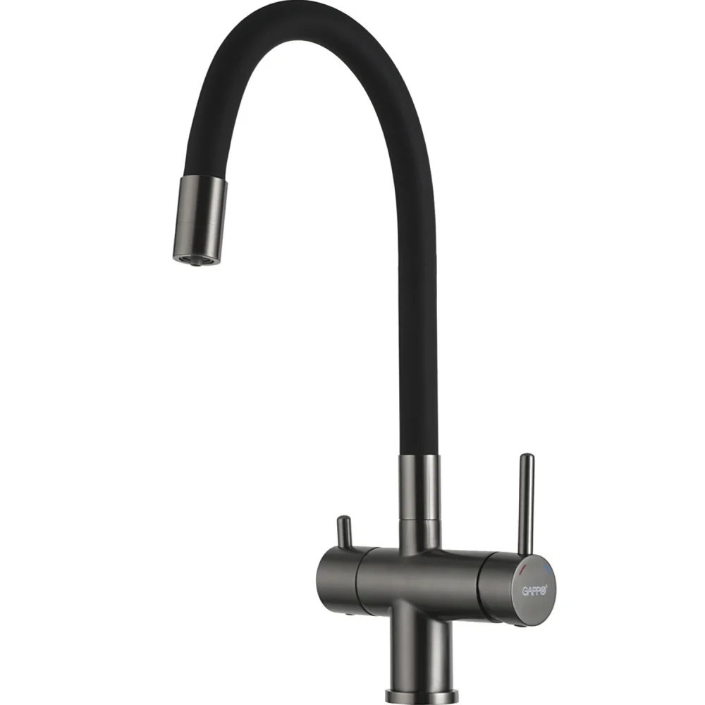 Смеситель для кухни GAPPO G4398-39 с гибким изливом и подключением фильтра, оружейная сталь — Изображение 1