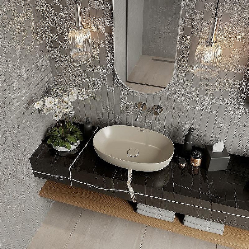 Раковина Kerama Marazzi Plaza PLR.wb.60\SAN накладная 60, песочная матовая — Изображение 5