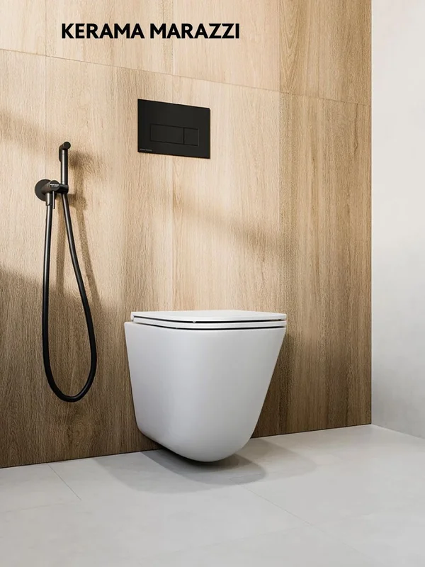 Унитаз подвесной Kerama Marazzi Cubo Tornado CU.T.wc.02 с системой смыва торнадо с крепежом и сиденьем, белый глянцевый — Изображение 10