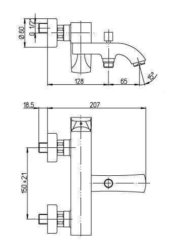 Смеситель для ванны Paini F1 F1CR111 Смеситель для ванны Paini F1 F1CR111