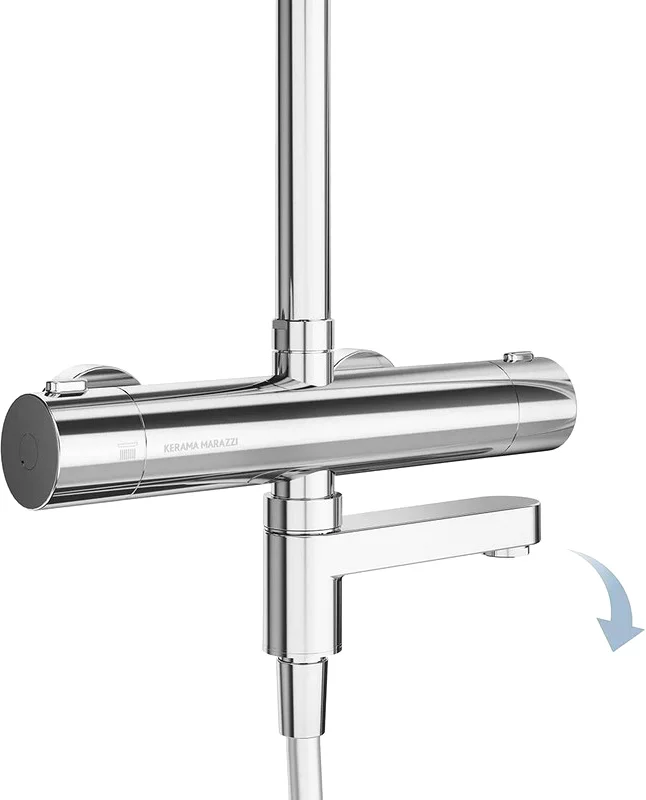 Душевая система Kerama Marazzi Fonte FO.302.KM.CR на 3 потока с поворотным изливом с термостатом, хром — Изображение 9