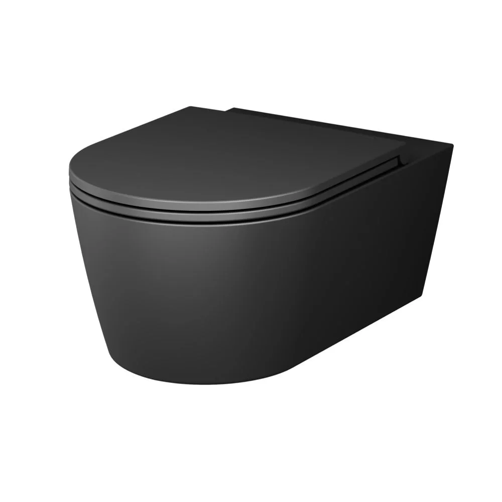 Унитаз подвесной AM.PM Func C8F1701MBSC FlashClean с сиденьем микролифт, черный матовый Унитаз подвесной AM.PM Func C8F1701MBSC FlashClean с сиденьем микролифт, черный матовый
