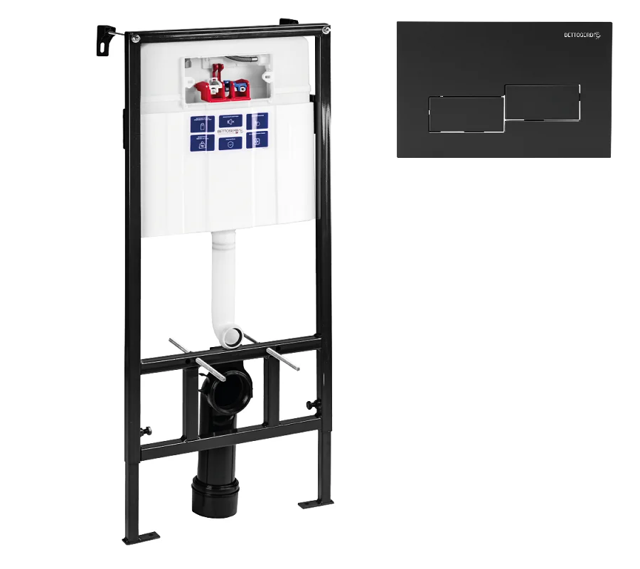 Инсталляция для унитаза BETTOSERB SAVA FIX SLIM SET40006481 с клавишей смыва BRICKS матовый черный Инсталляция для унитаза BETTOSERB SAVA FIX SLIM SET40006481 с клавишей смыва BRICKS матовый черный