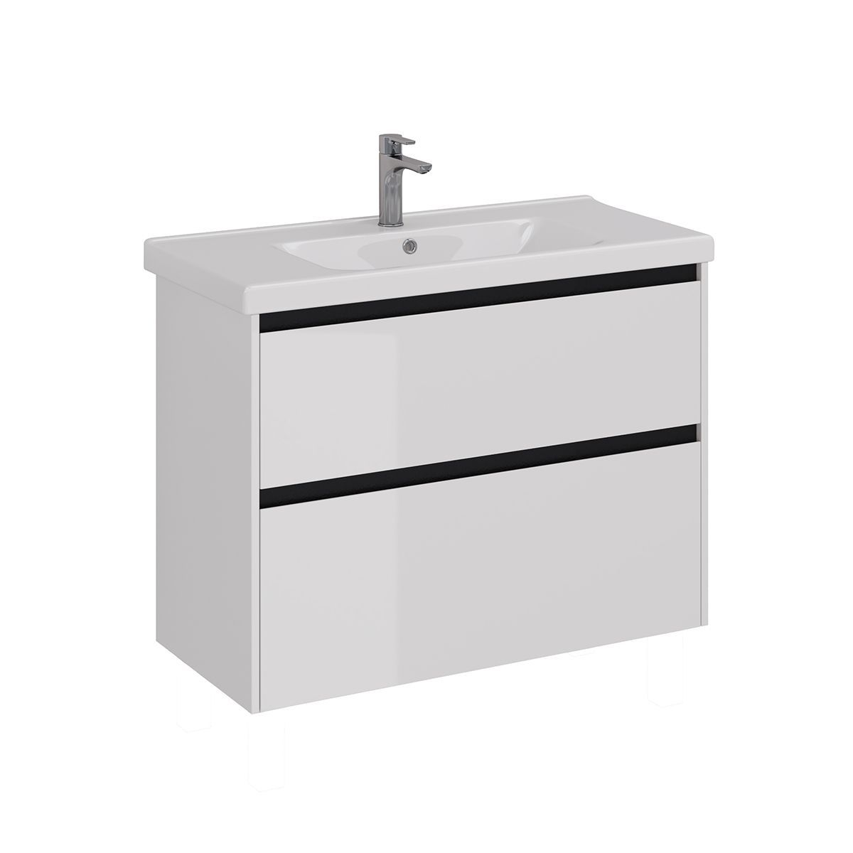 Тумба под раковину Lemark COMBI 100 см подвесная/напольная, черный/белый LM03C100T-black Тумба под раковину Lemark COMBI 100 см подвесная/напольная, черный/белый LM03C100T-black