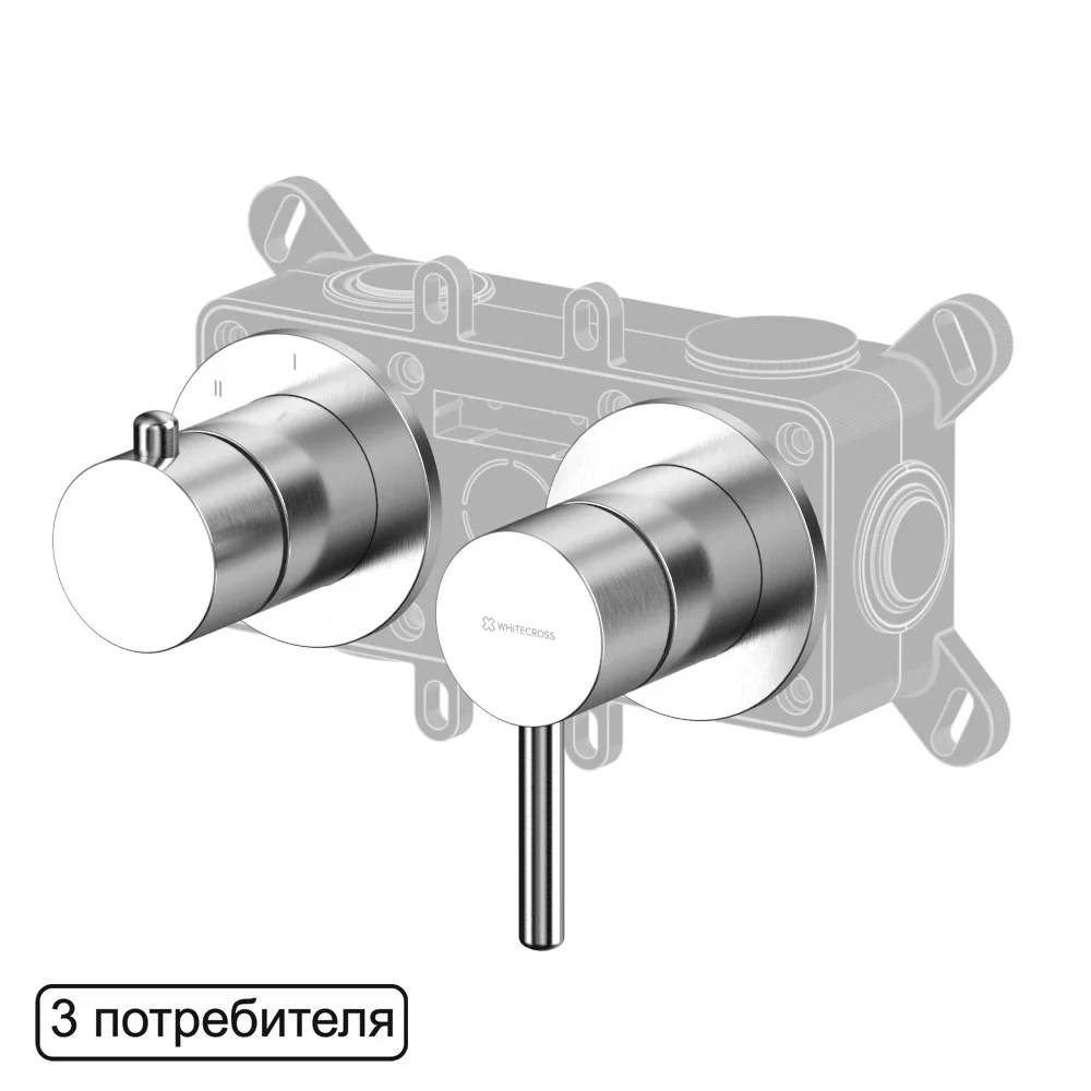 Смеситель для ванны WHITECROSS 2-Y1243NIB брашированный никель внешняя часть на 3 потребителя Смеситель для ванны WHITECROSS 2-Y1243NIB брашированный никель внешняя часть на 3 потребителя