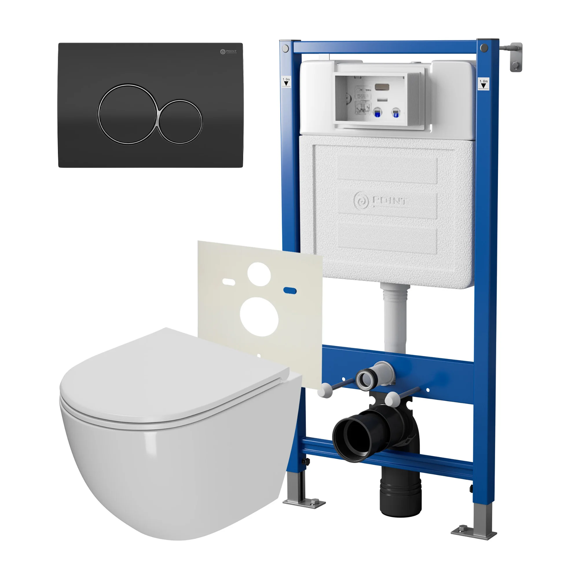 Комплект инсталляции Point Элемент PN45120 с клавишей смыва Виктория, черная/хром, PN44061BC и унитазом Афина с сиденьем микролифт PN41041 Комплект инсталляции Point Элемент PN45120 с клавишей смыва Виктория, черная/хром, PN44061BC и унитазом Афина с сиденьем микролифт PN41041