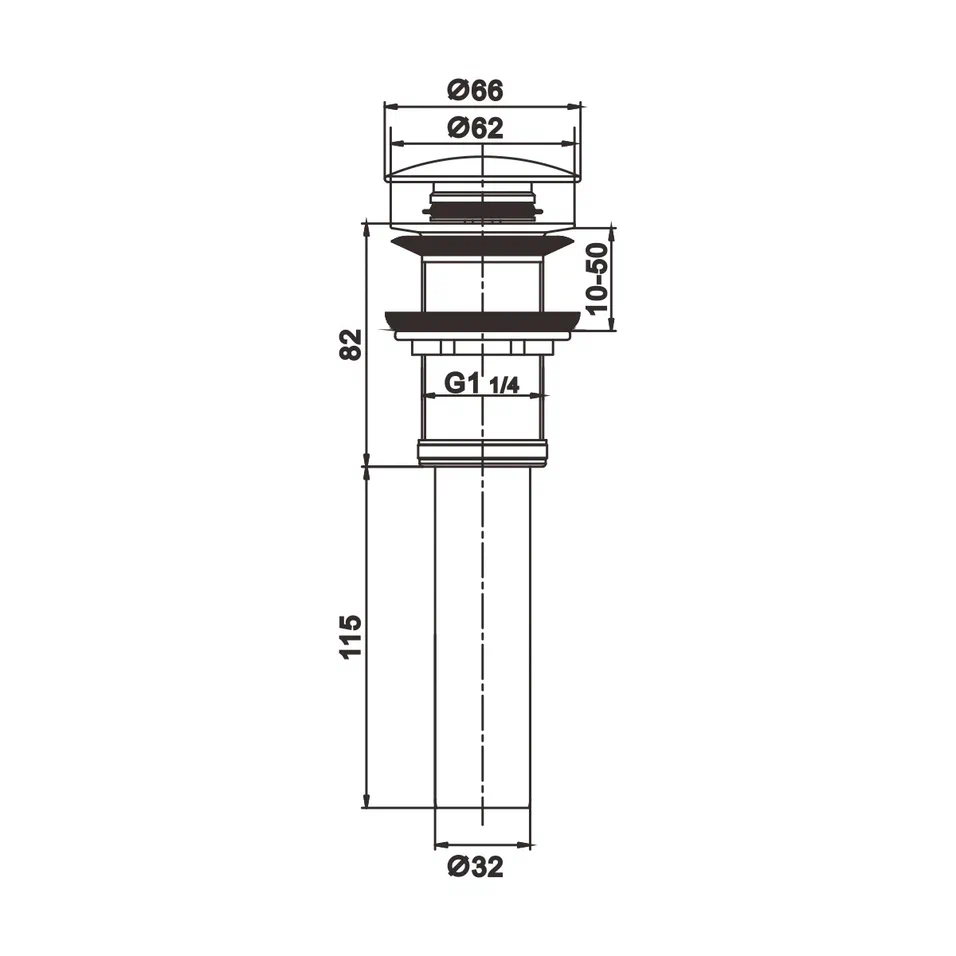 Донный клапан Rose RS11H черный — Изображение 2