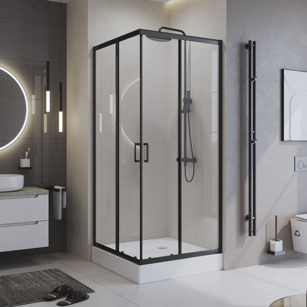 Душевой уголок BelBagno UNO-195-A-2-100-C-NERO 1000x1000 мм Душевой уголок BelBagno UNO-195-A-2-100-C-NERO 1000x1000 мм