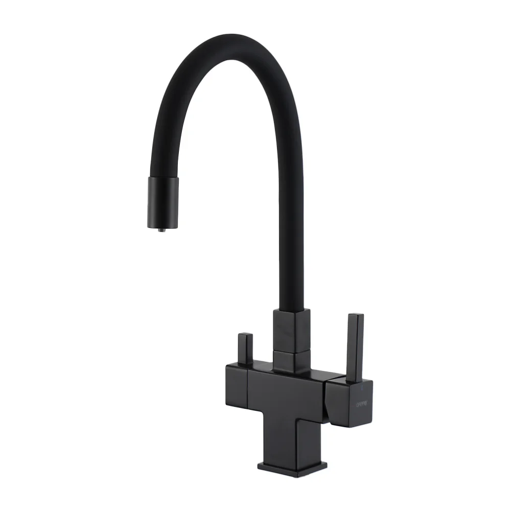 Смеситель для кухни GAPPO G4395-36 с гибким изливом и подключением фильтра, черный — Изображение 1