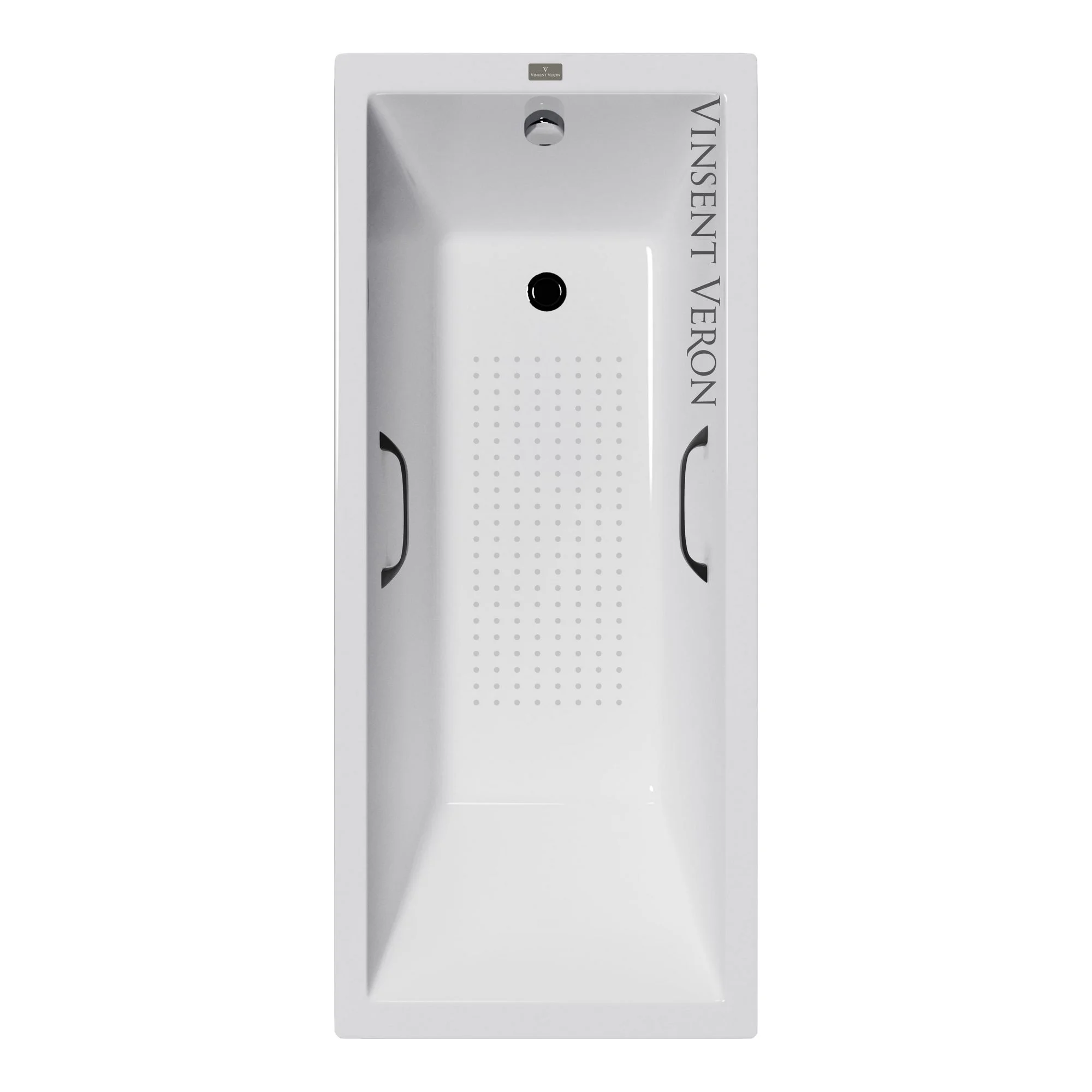 Ванна чугунная Vinsent Veron Square 140x70x45 VSQ1407045H/VH0012BL-AS с черными матовыми ручками и антискользящим покрытием Ванна чугунная Vinsent Veron Square 140x70x45 VSQ1407045H/VH0012BL-AS с черными матовыми ручками и антискользящим покрытием